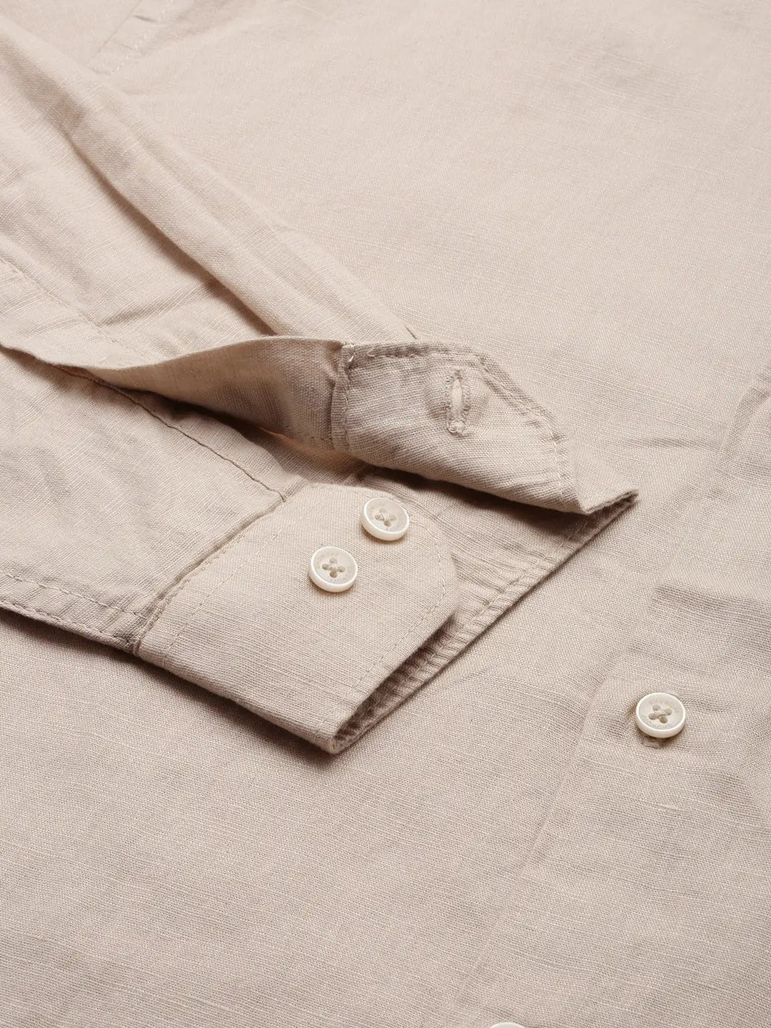 Men's Beige Solid Casual Shirt