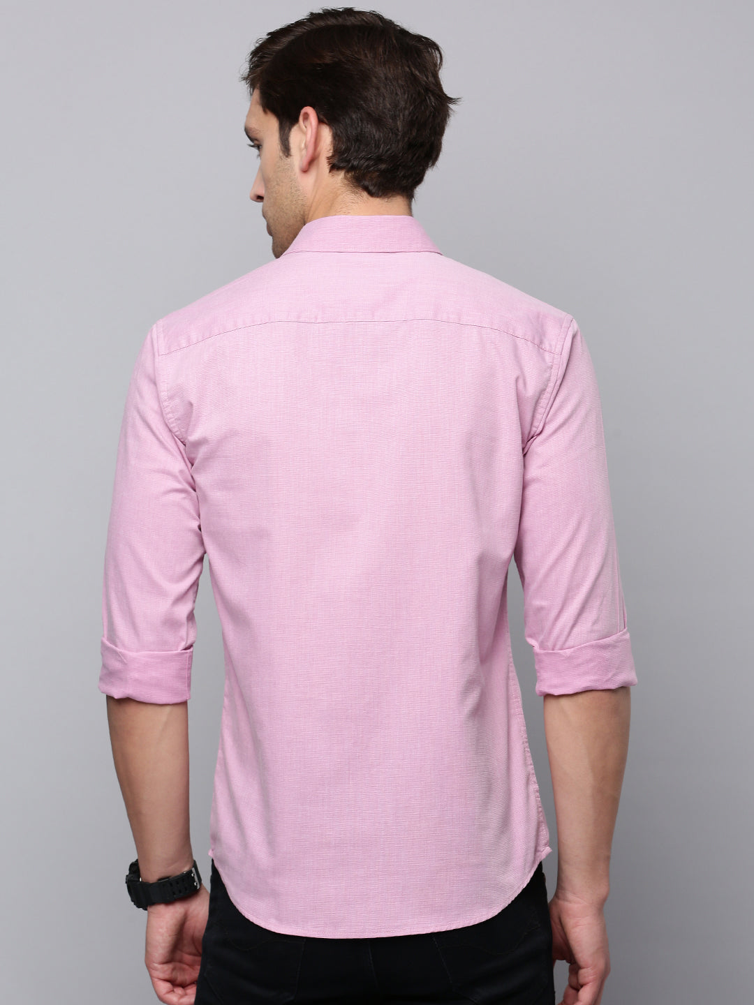 Men Mauve Solid Casual Shirt