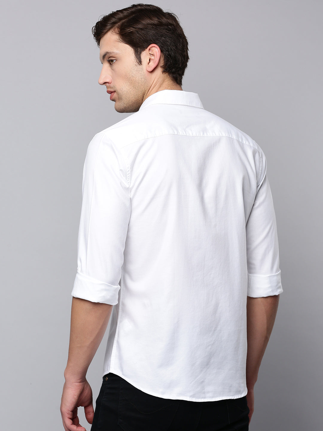 Men's White Solid Casual Shirt