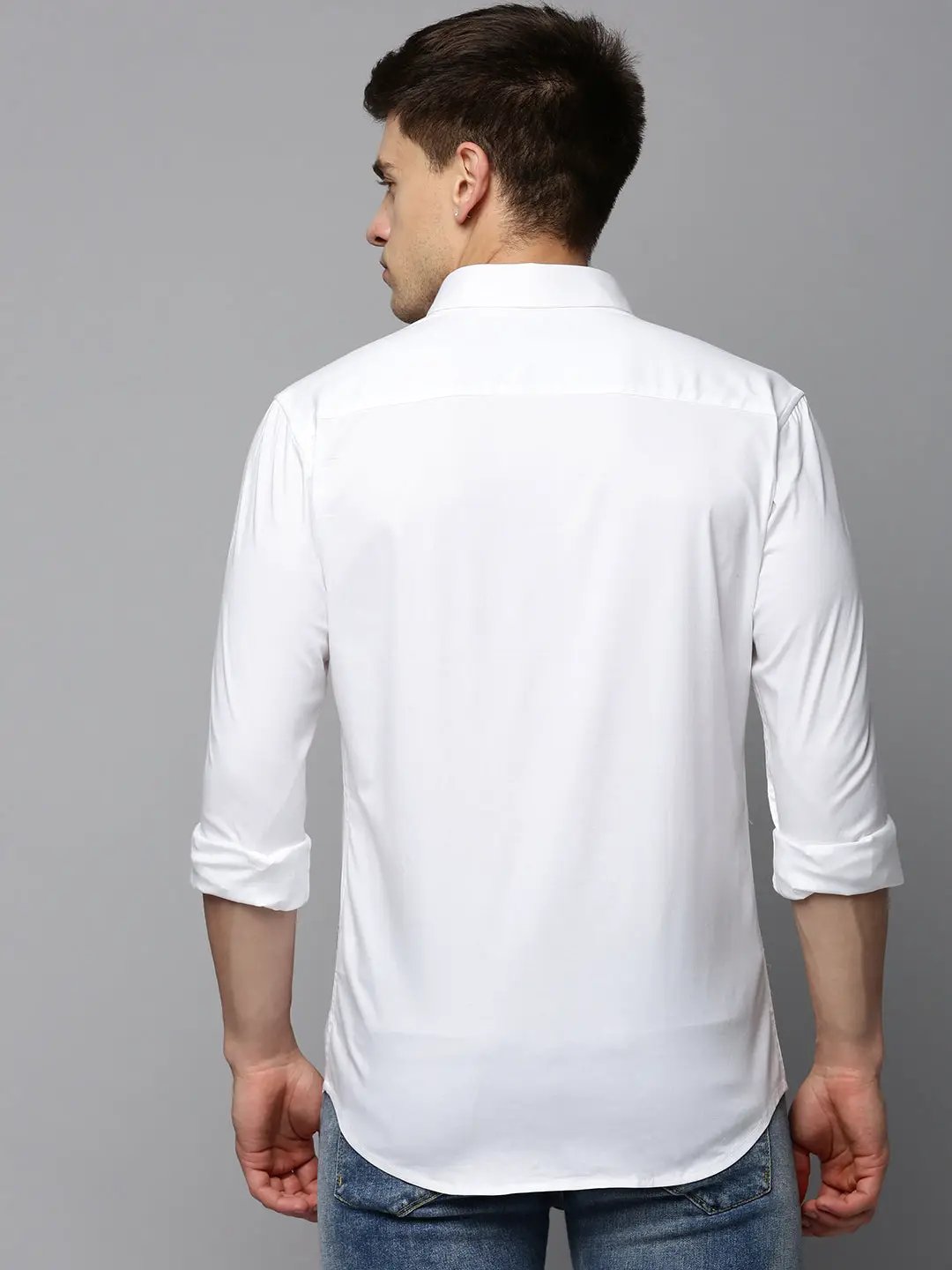 Men's White Printed Casual Shirt