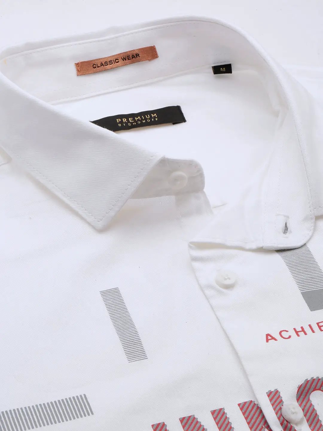 Men's White Printed Casual Shirt