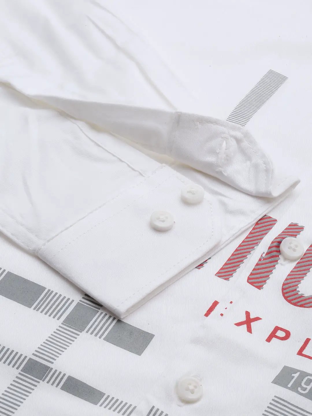 Men's White Printed Casual Shirt