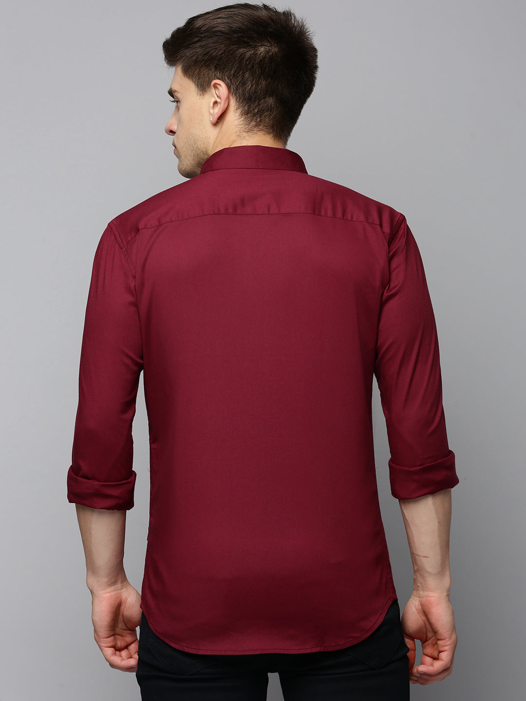 Men Maroon Printed Casual Shirt