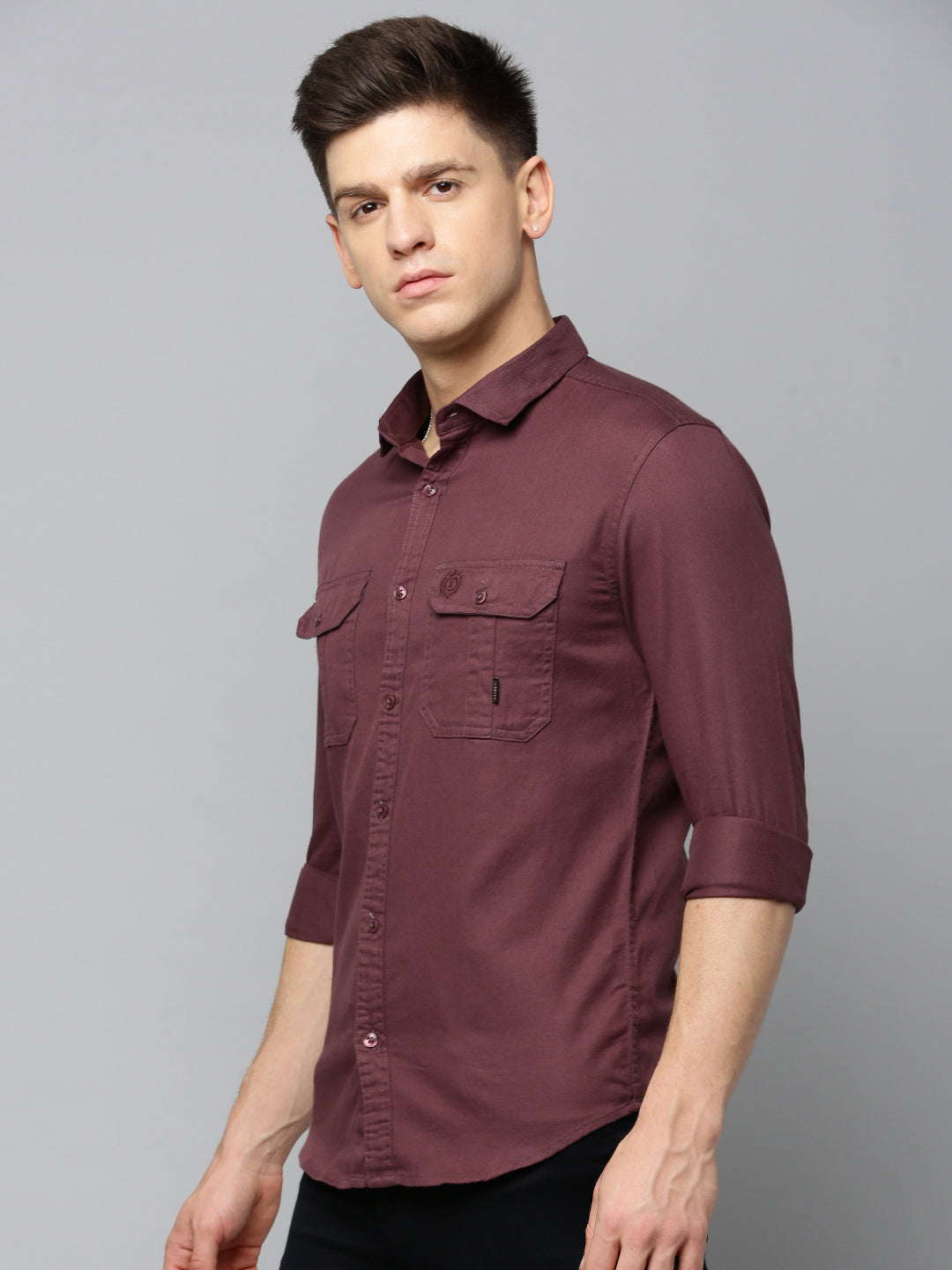 Men Maroon Solid Casual Shirt