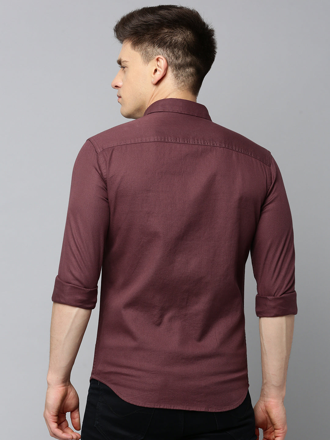 Men Maroon Solid Casual Shirt