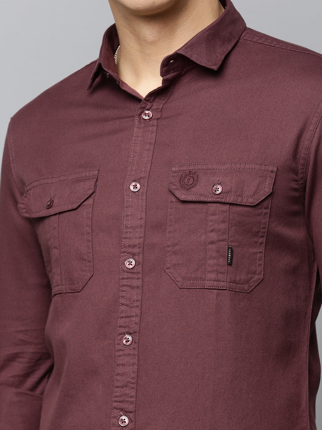 Men Maroon Solid Casual Shirt