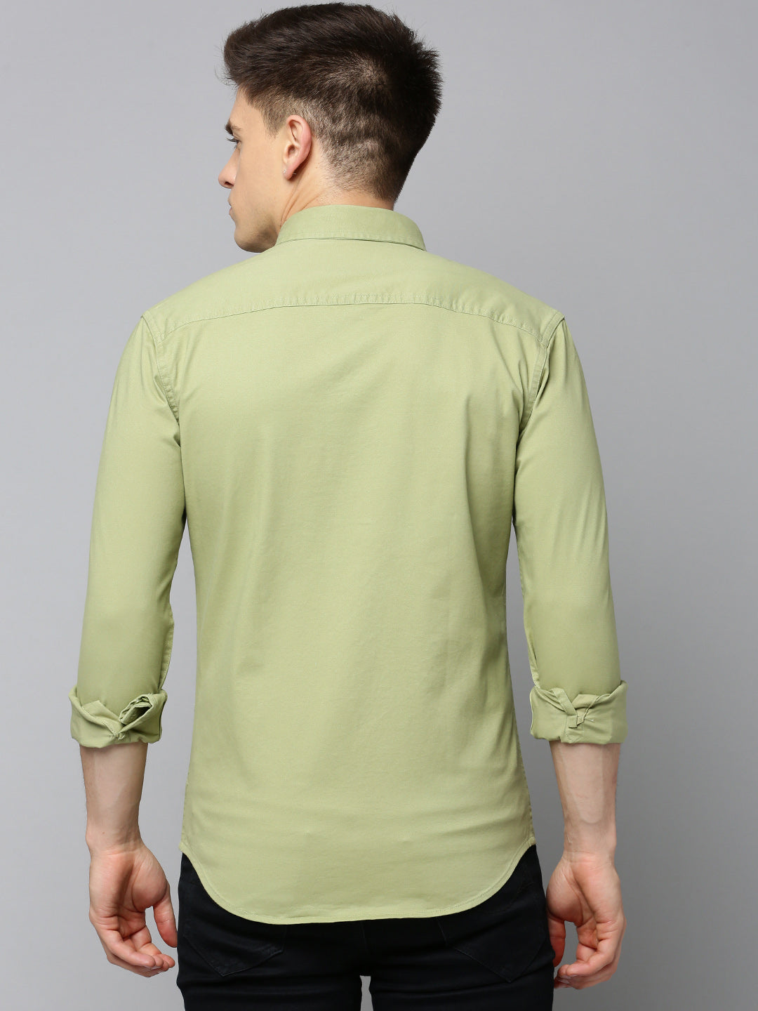 Men Green Solid Casual Shirt