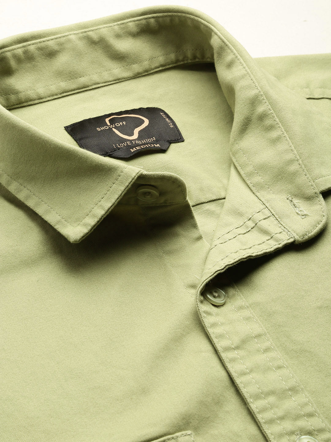 Men Green Solid Casual Shirt