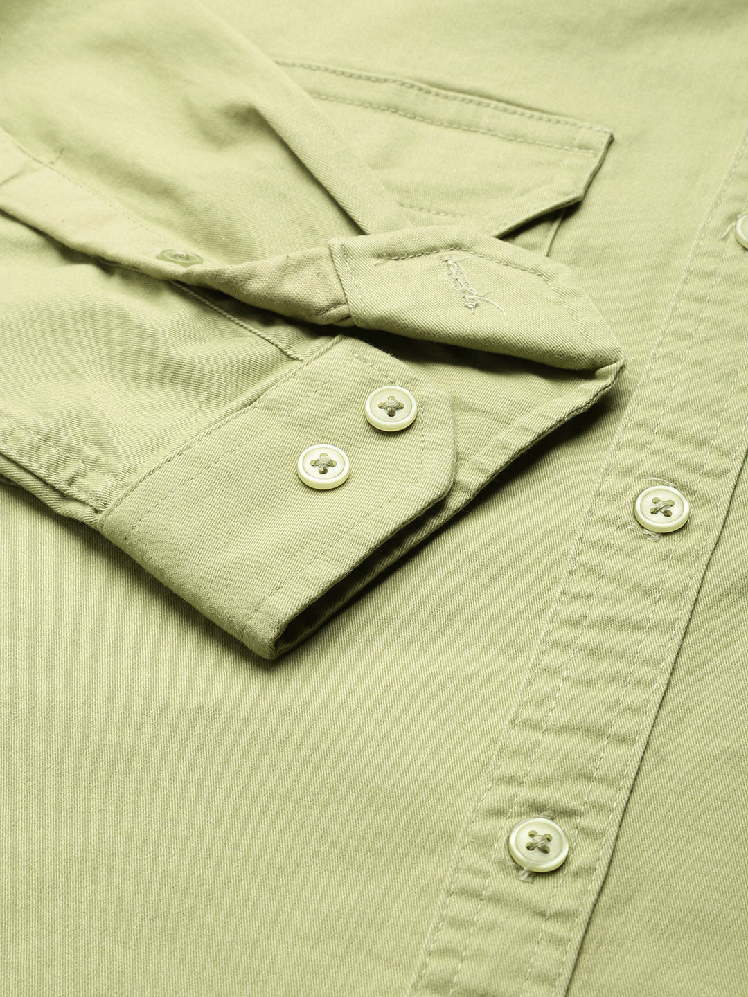 Men Green Solid Casual Shirt