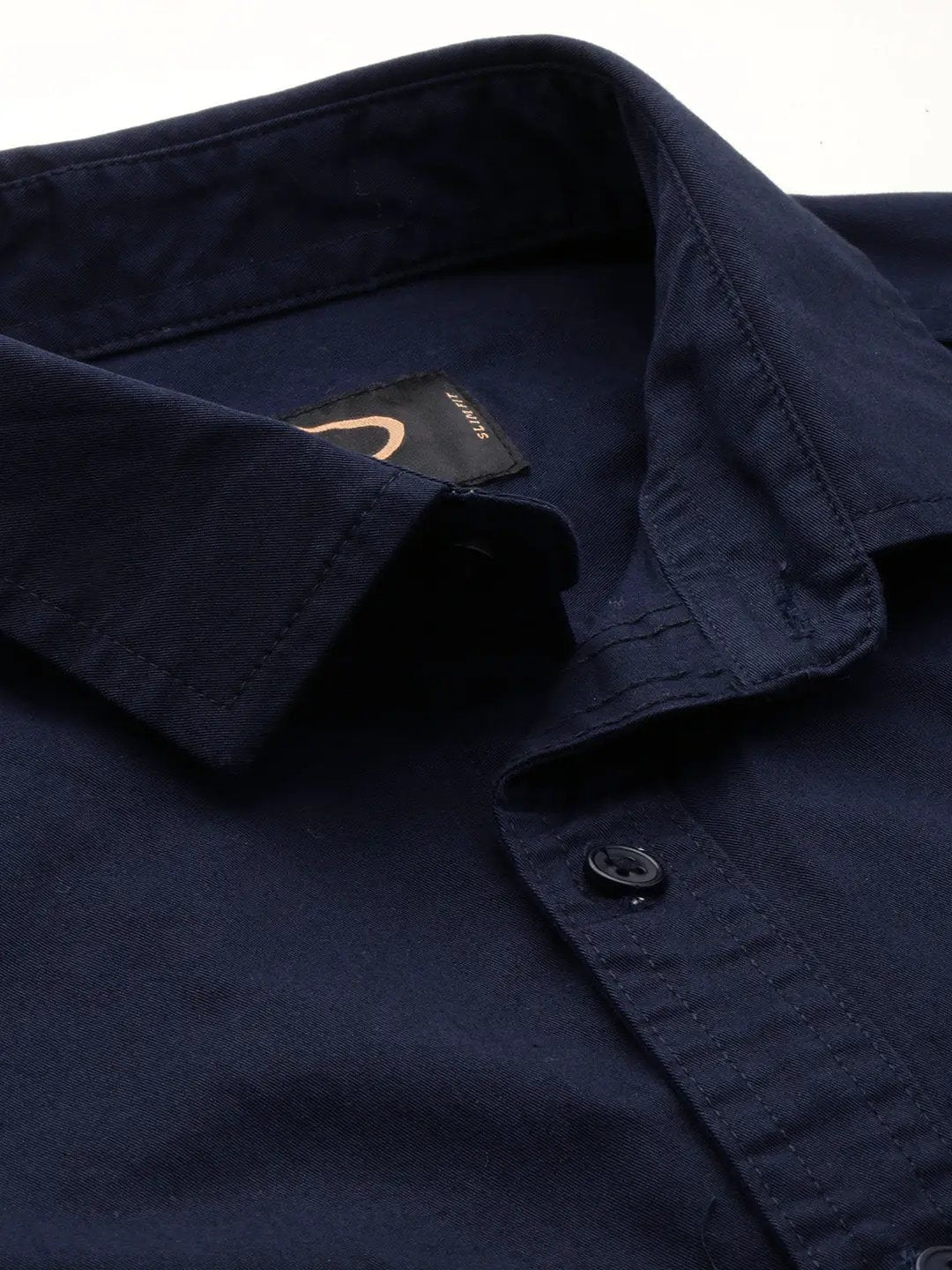Men's Navy Solid Casual Shirt