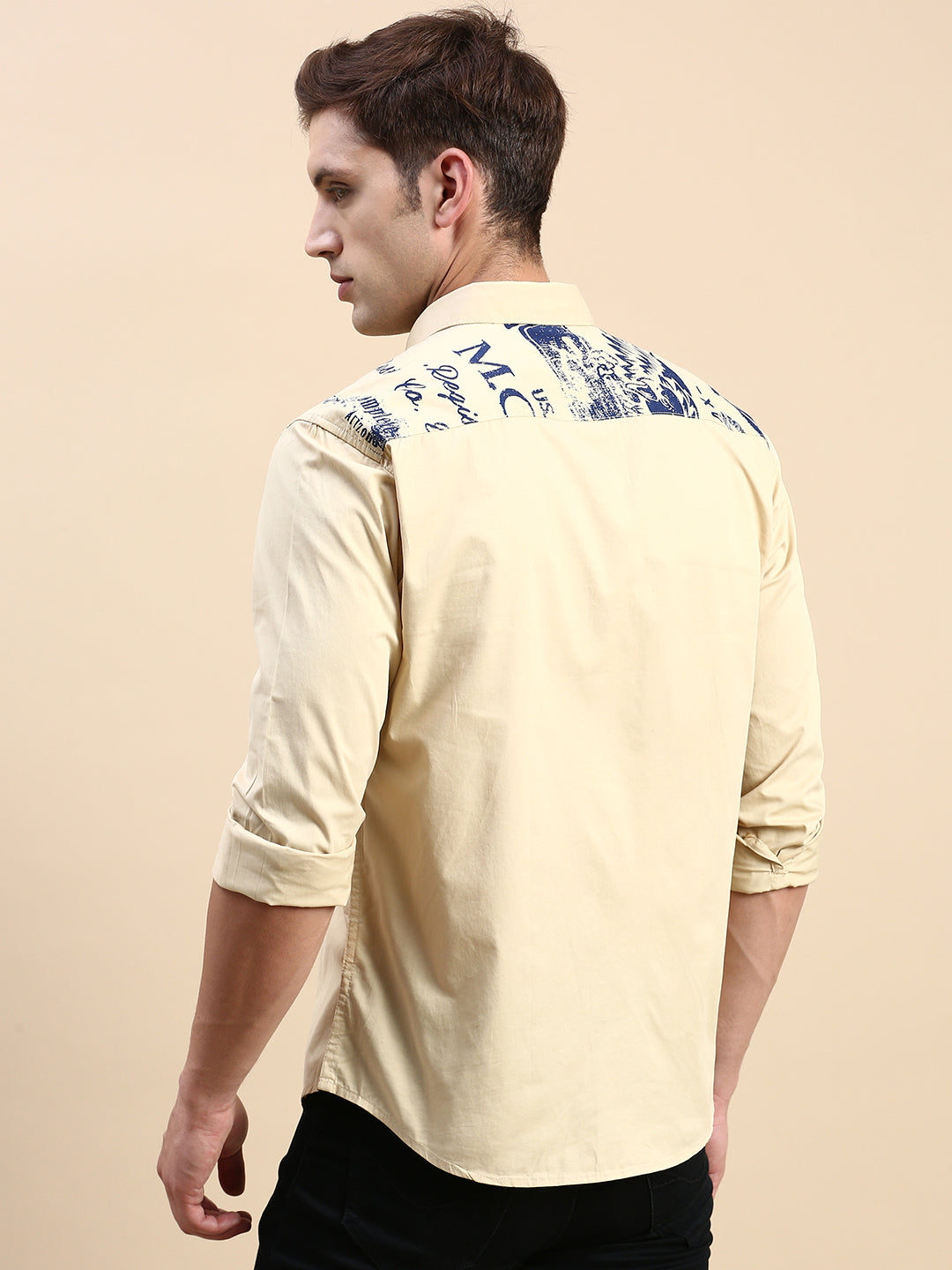 Men Khaki Printed Casual Shirt