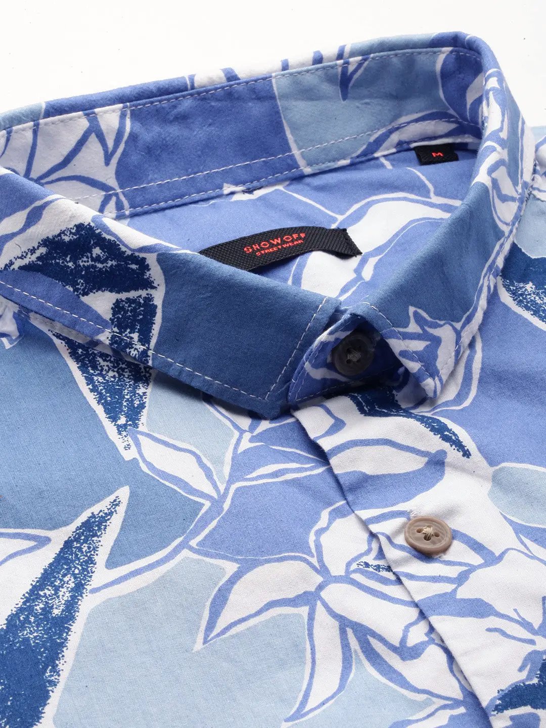 Men's Blue Printed Casual Shirt