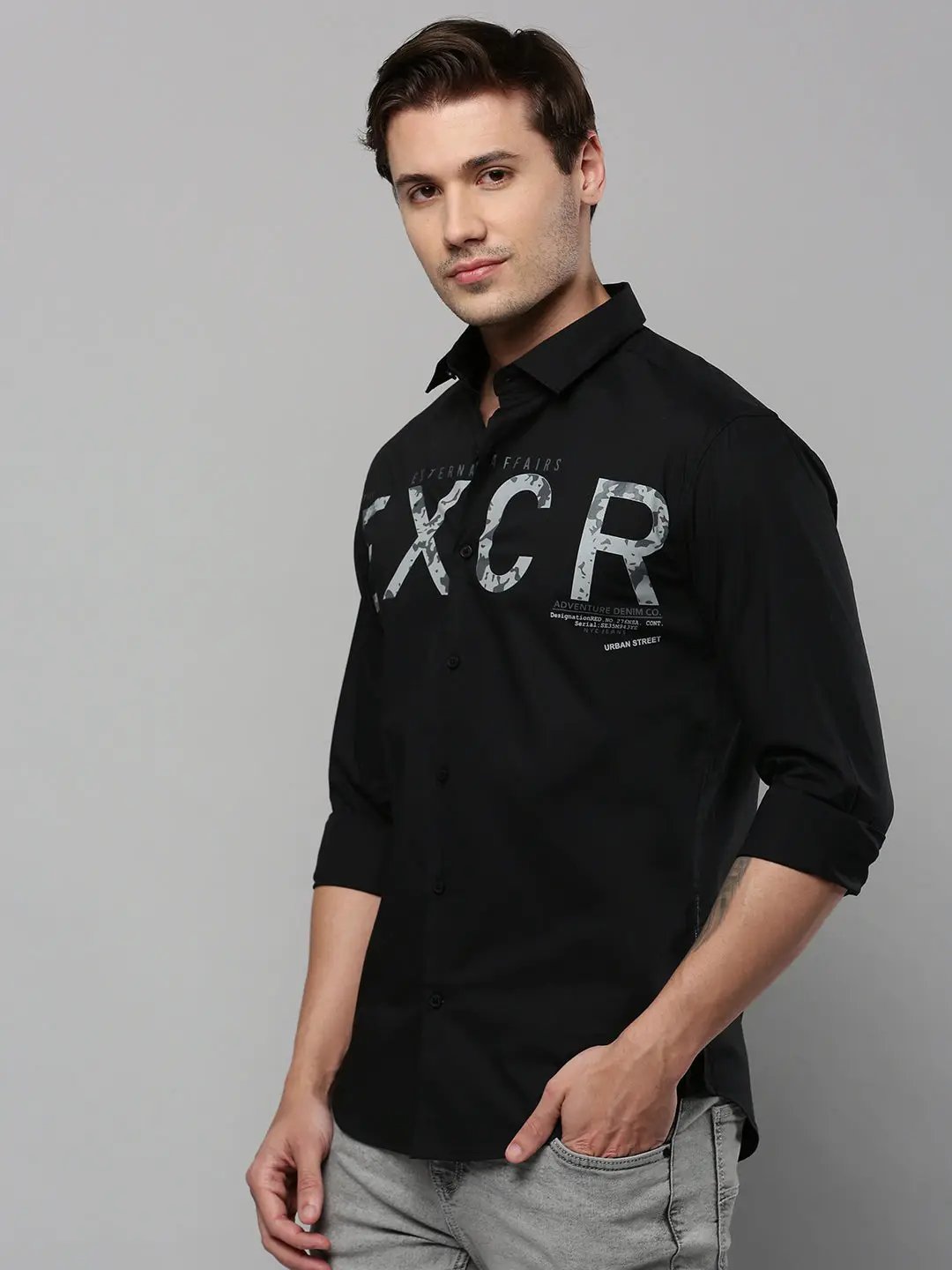 Men's Black Printed Casual Shirt