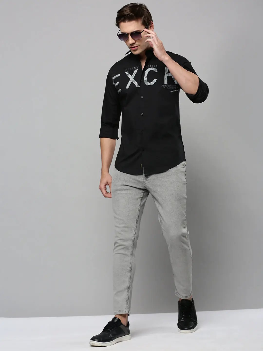 Men's Black Printed Casual Shirt