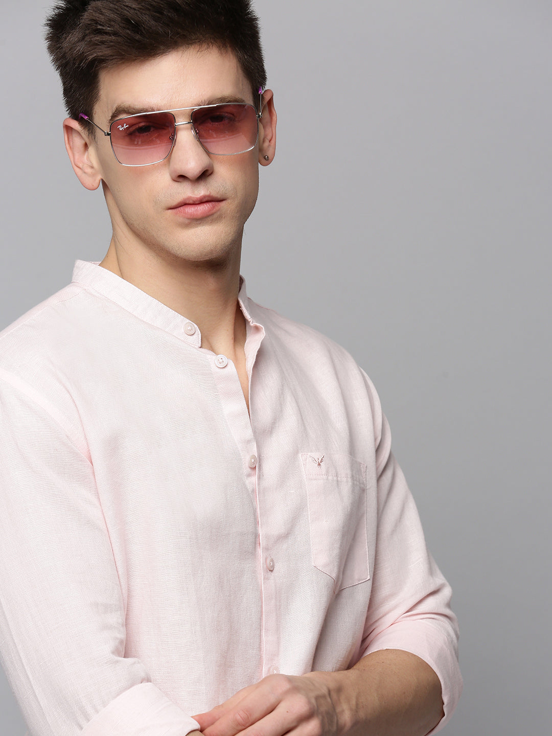 Men's Pink Classic Casual Cotton Shirt