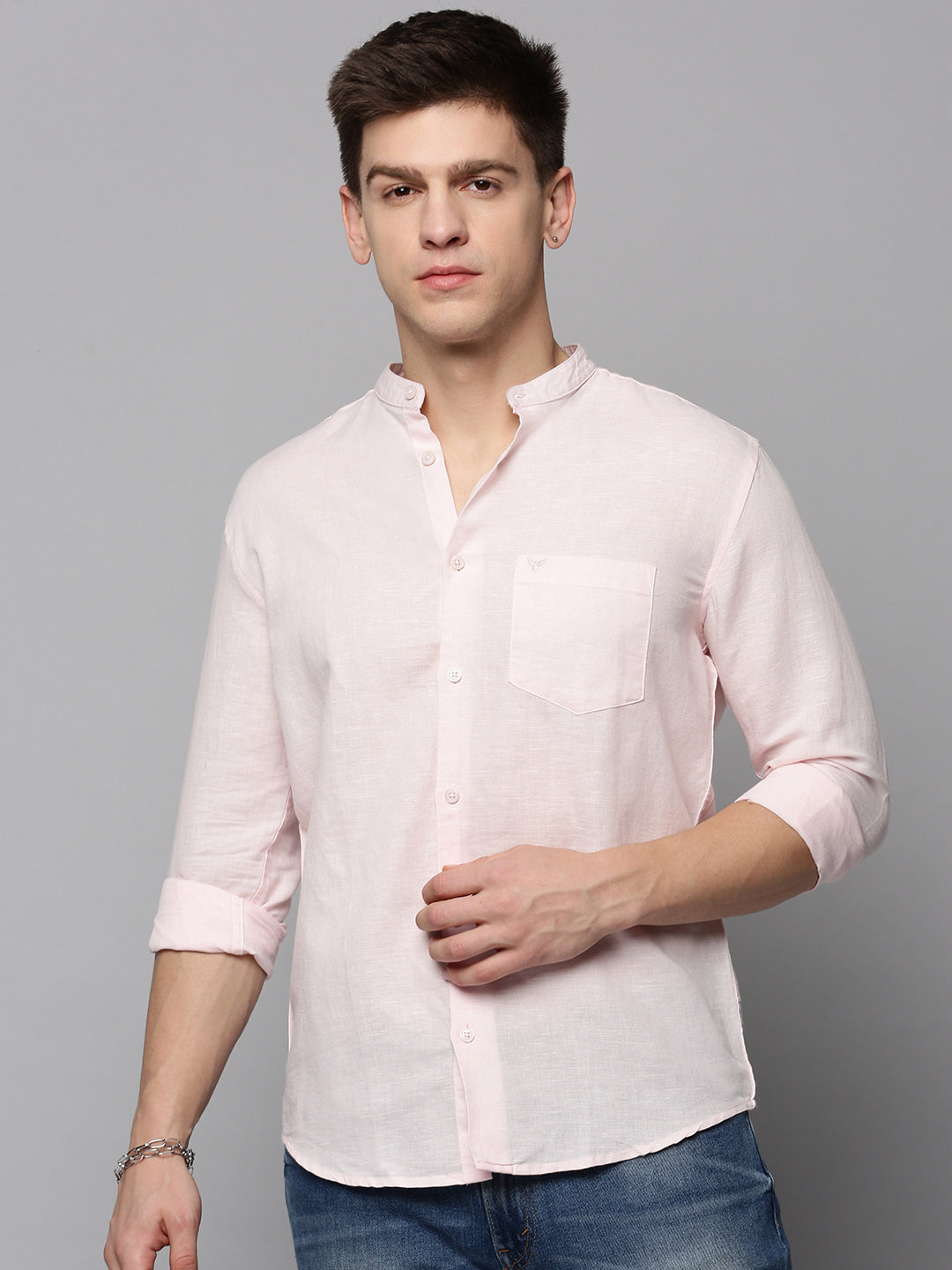 Men's Pink Classic Casual Cotton Shirt