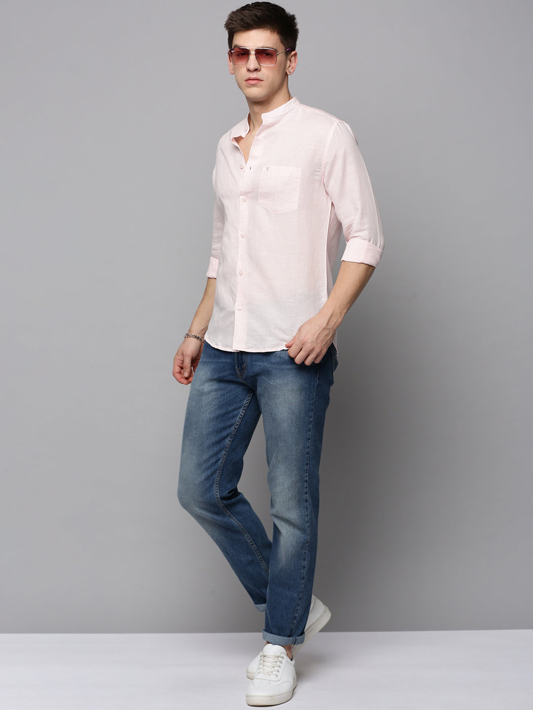 Men's Pink Classic Casual Cotton Shirt