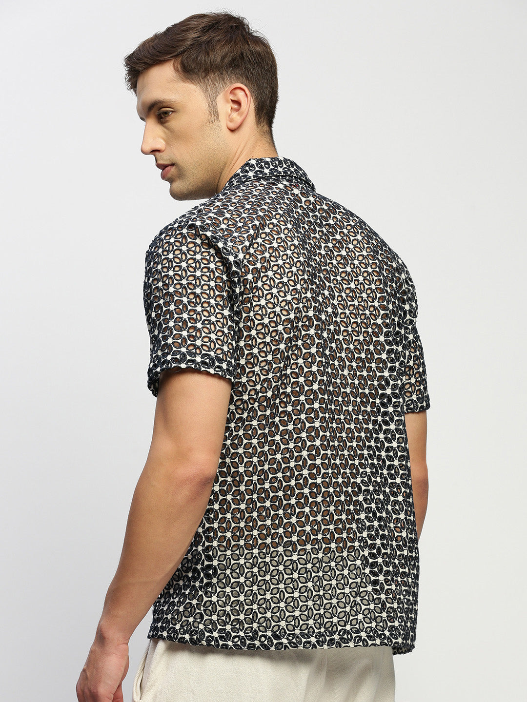 Men Black Floral Shirt