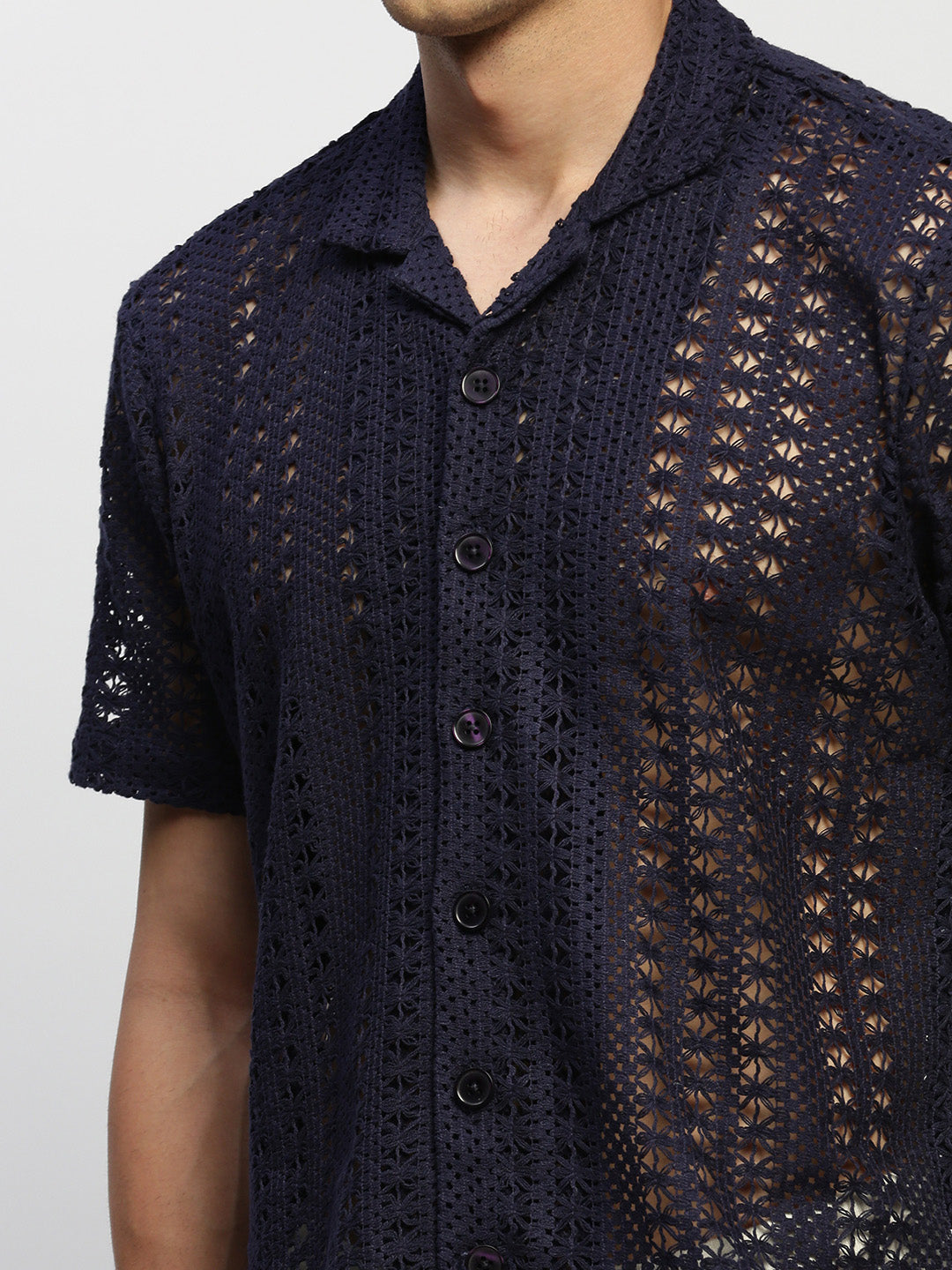 Men Navy Solid Shirt