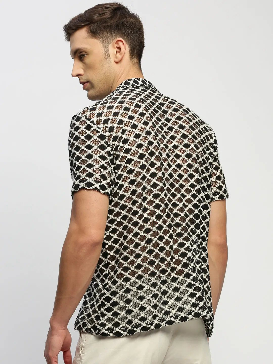 Men's Cream Geometrical Shirt