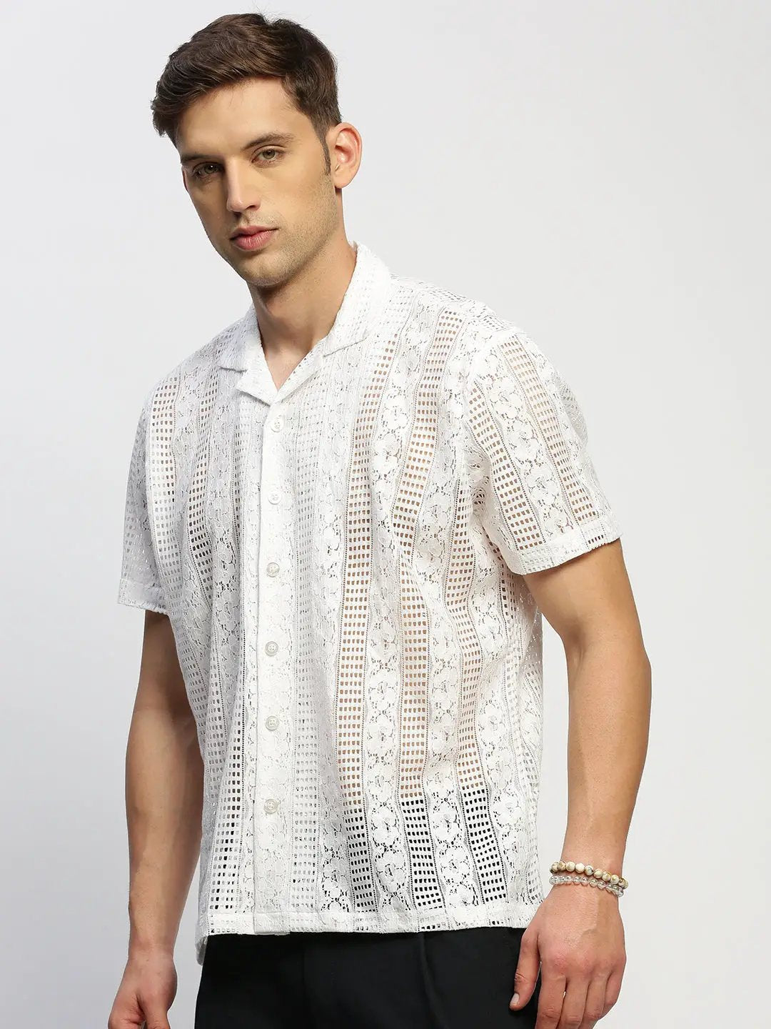 Men's White Solid Shirt