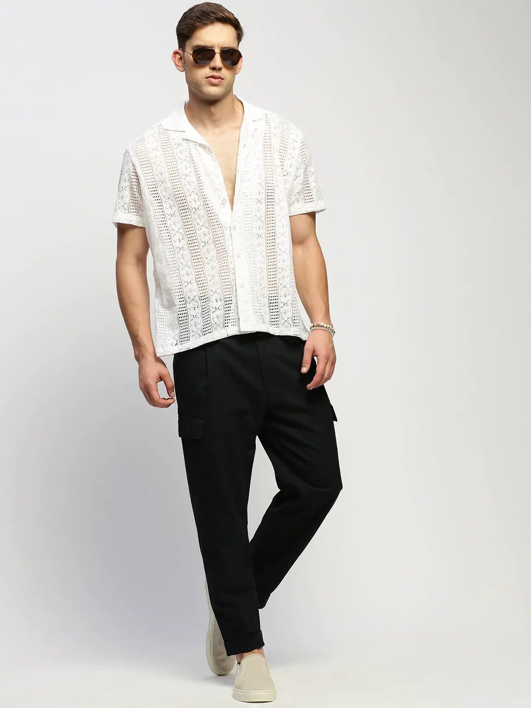Men's White Solid Shirt