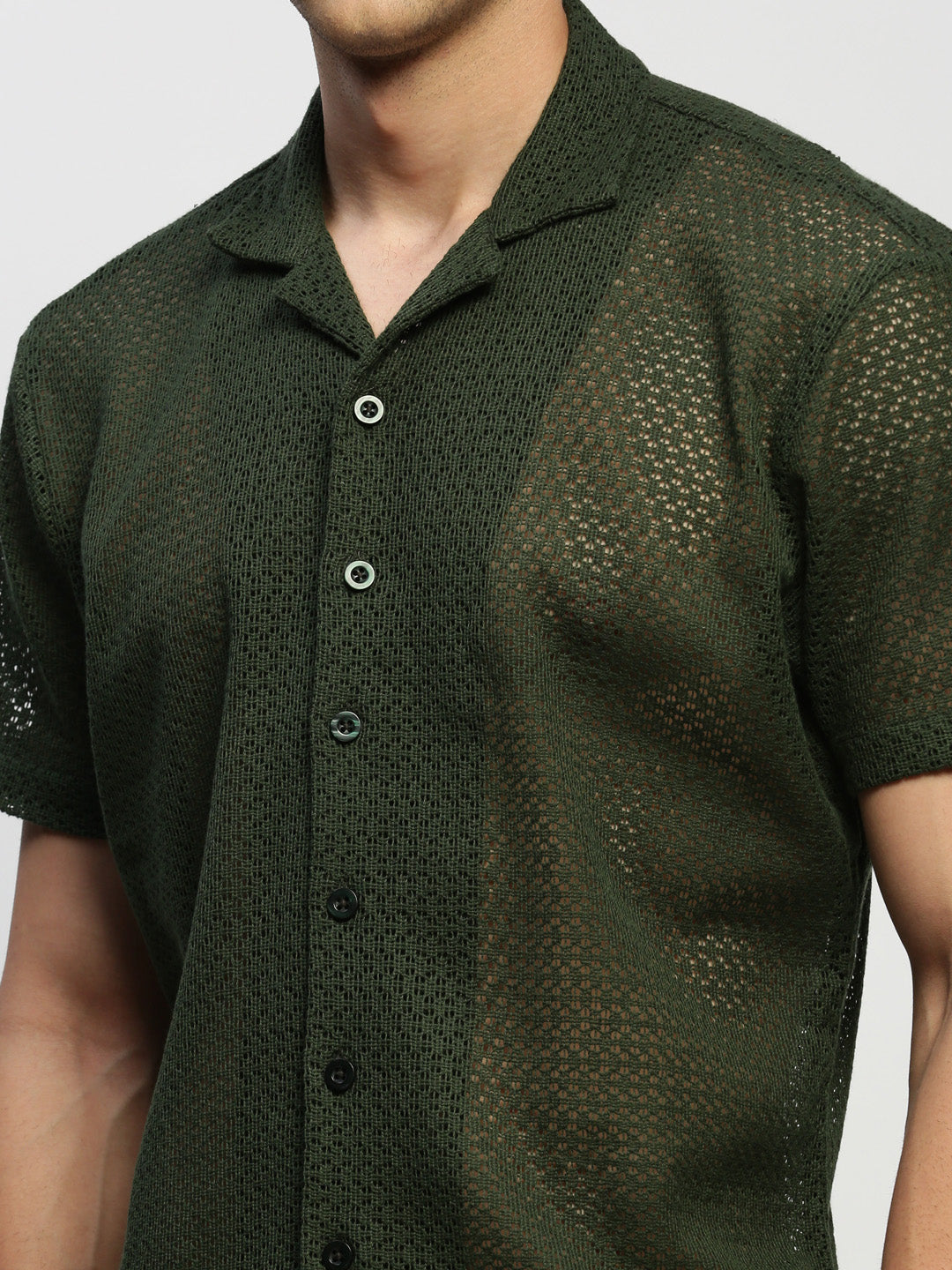 Men Green Solid Shirt