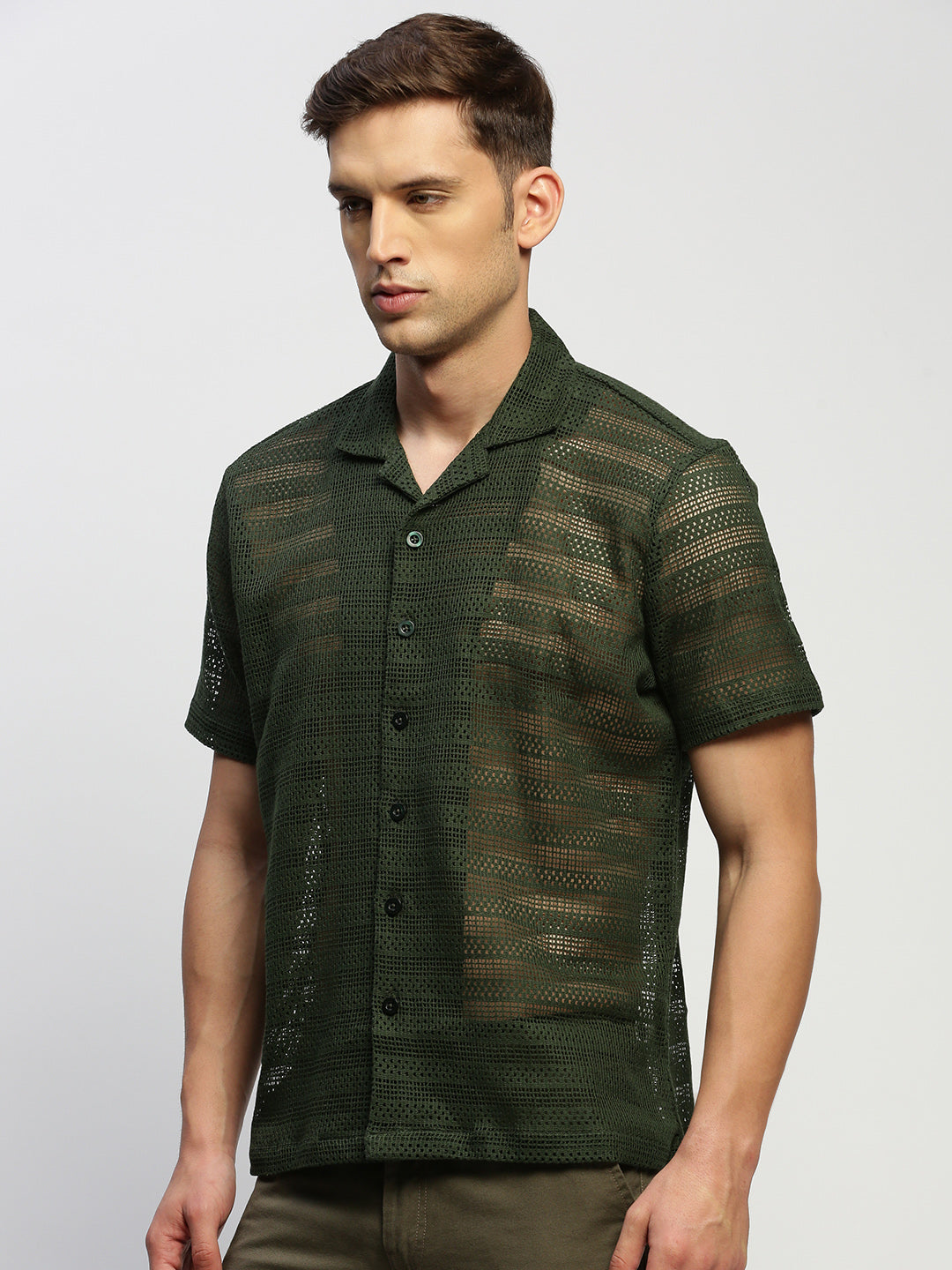 Men Green Solid Shirt