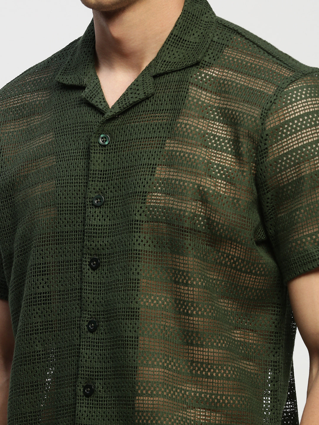 Men Green Solid Shirt