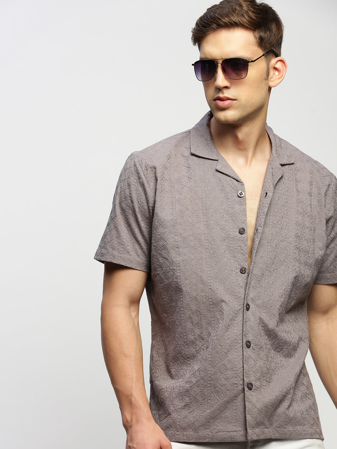 Men Grey Printed Shirt