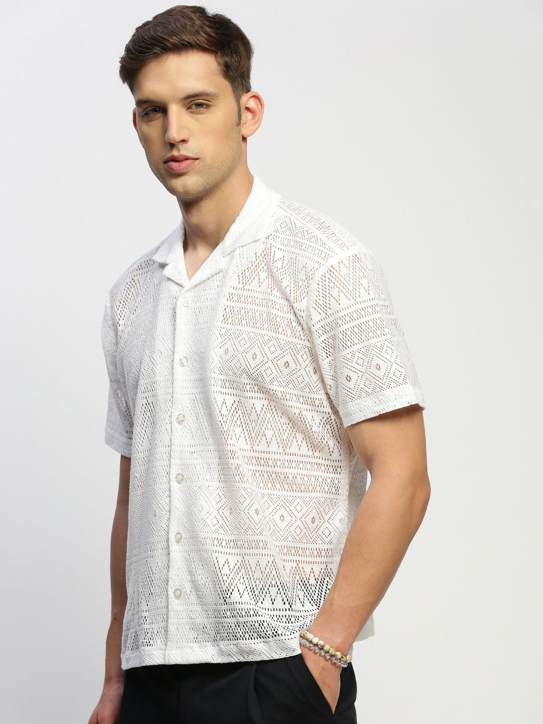 Men White Solid Shirt