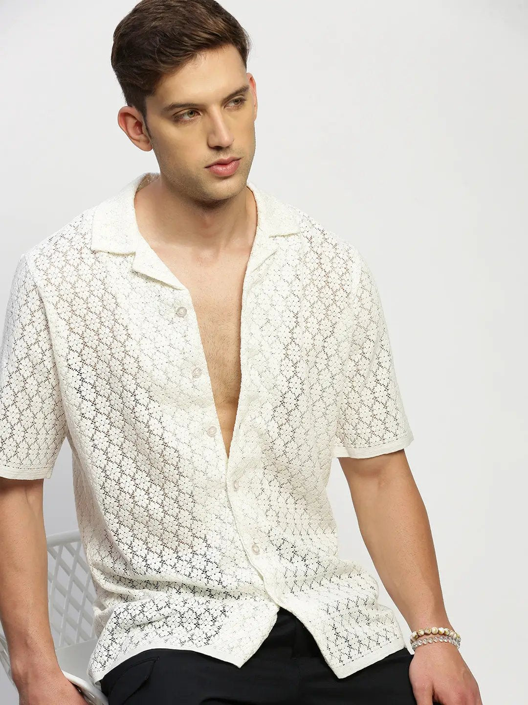 Men's White Solid Shirt