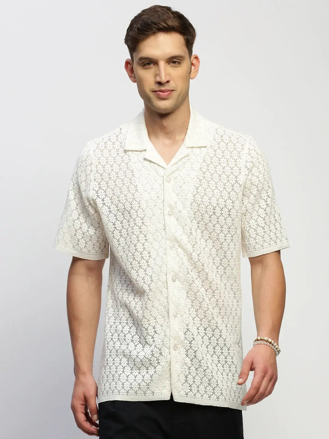 Men's White Solid Shirt