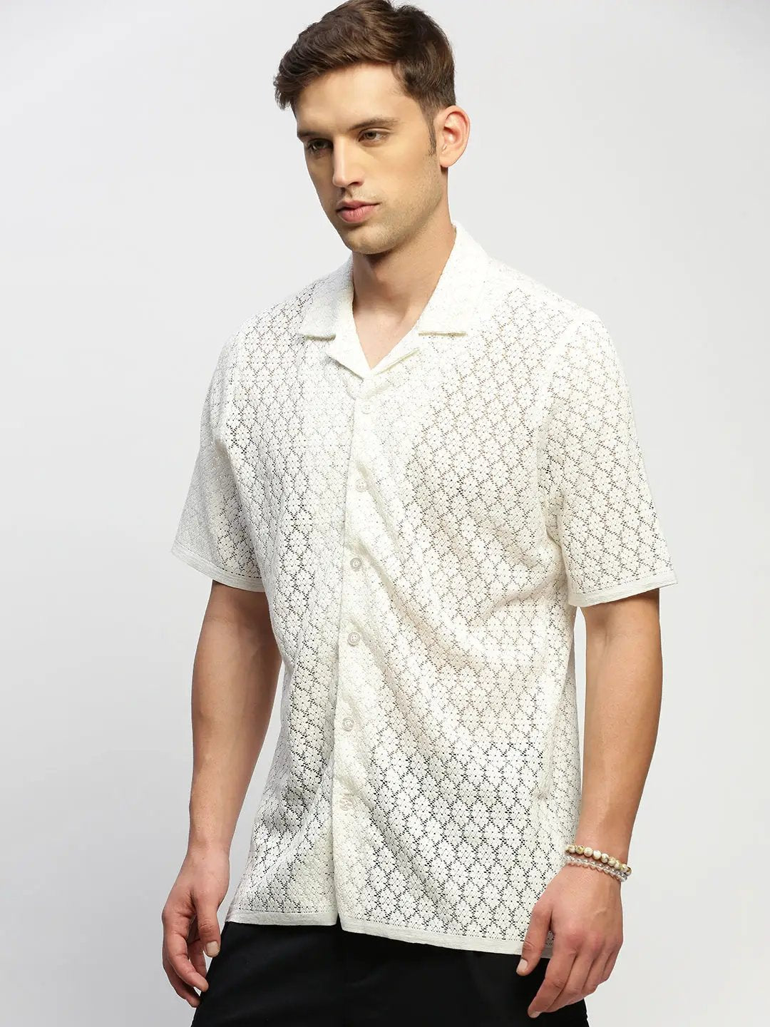 Men's White Solid Shirt