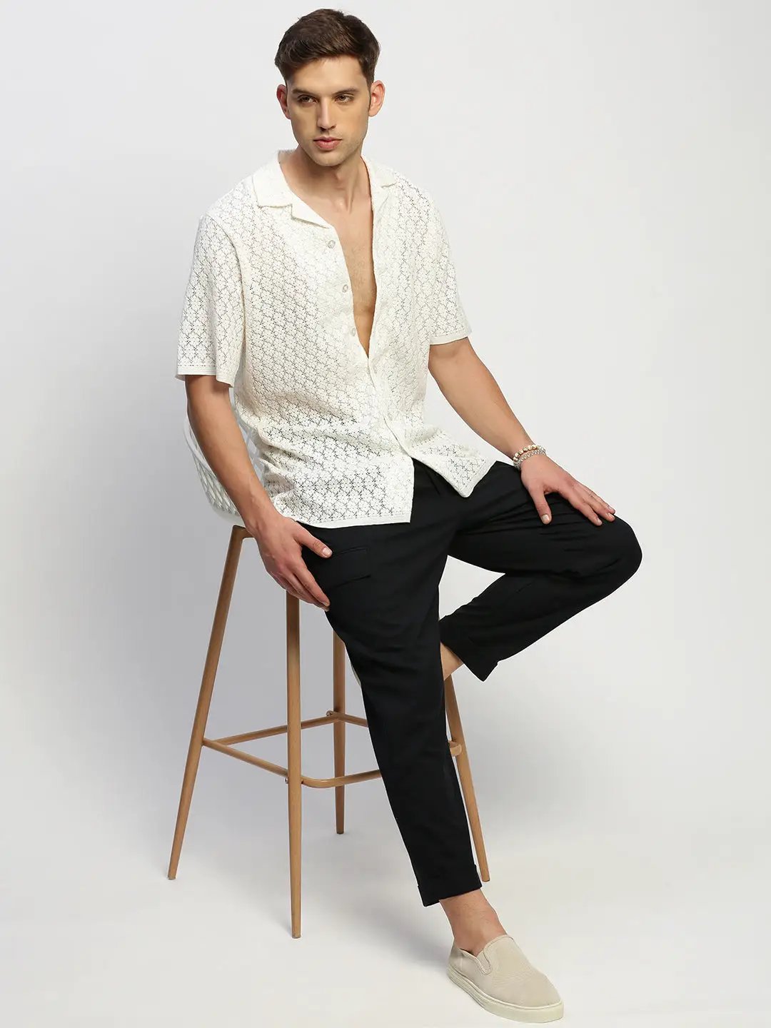 Men's White Solid Shirt