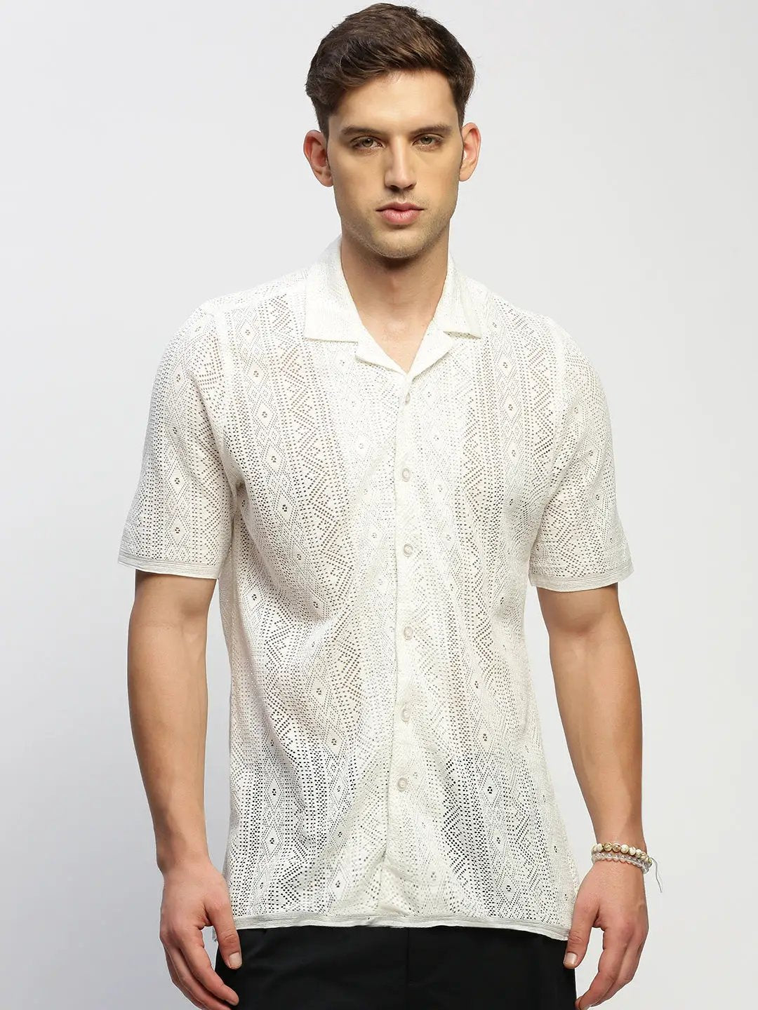 Men's White Solid Shirt
