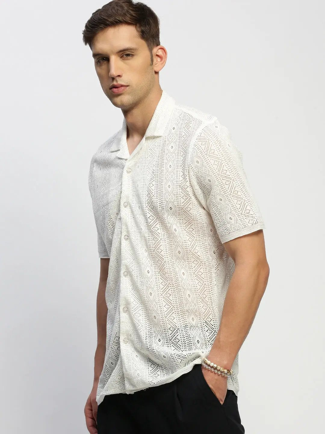 Men's White Solid Shirt