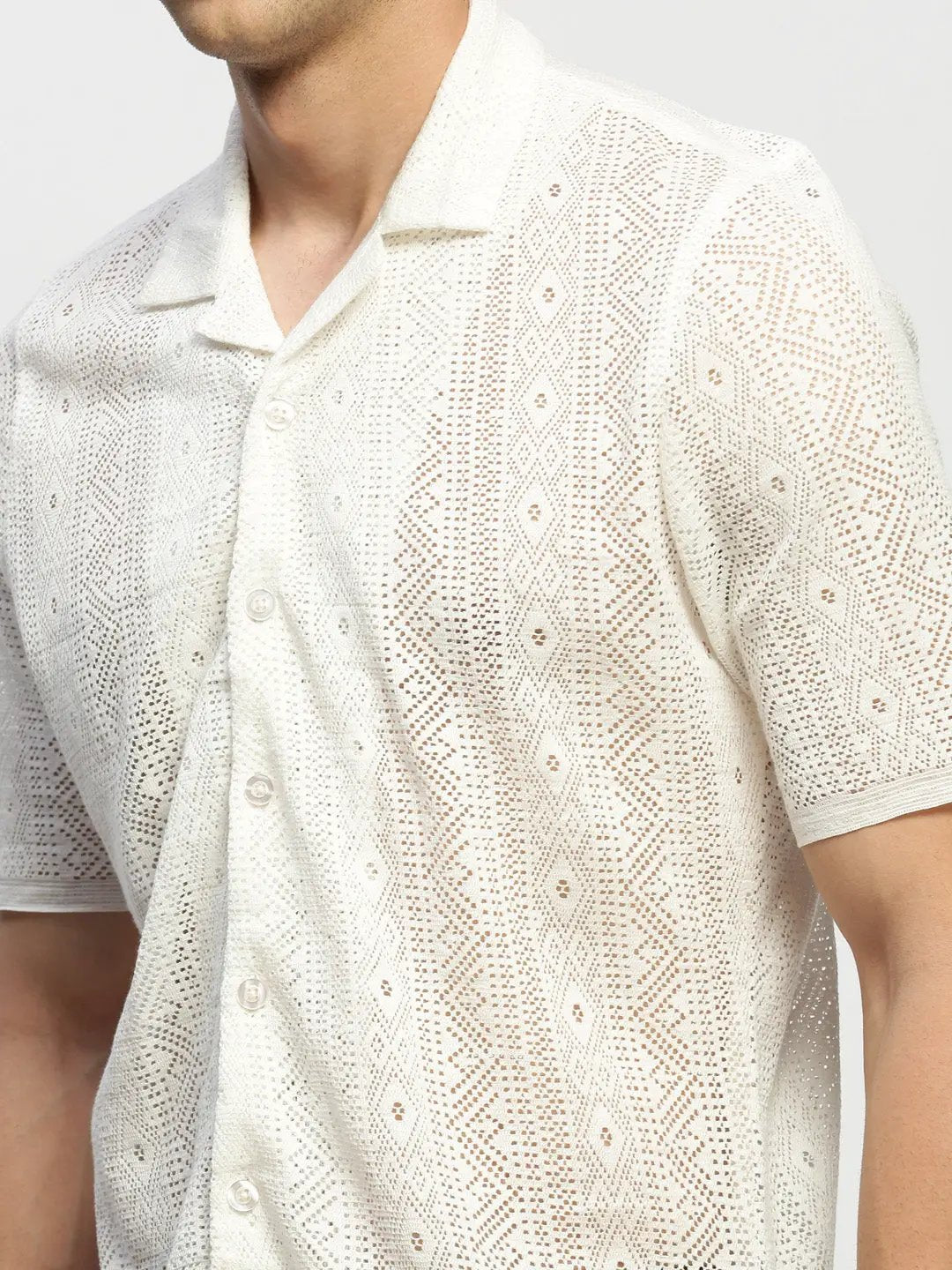 Men's White Solid Shirt