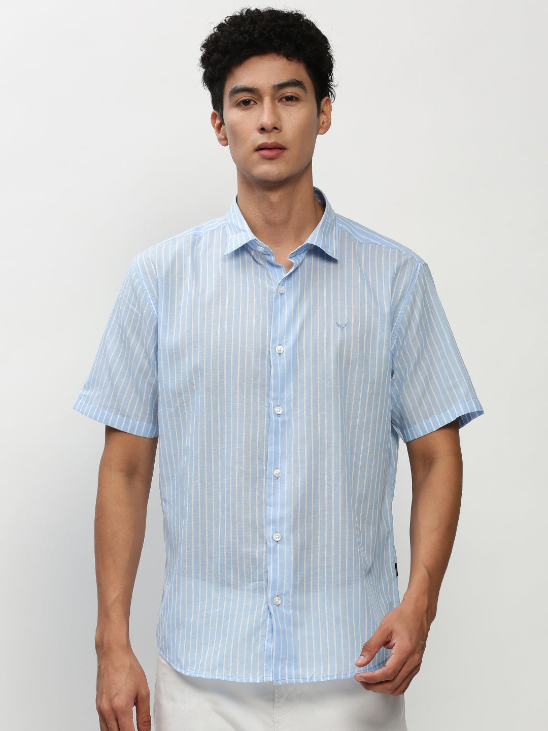 Men Blue Striped Casual Casual Shirts