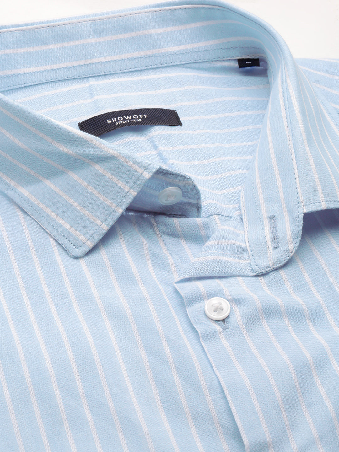 Men Blue Striped Casual Casual Shirts