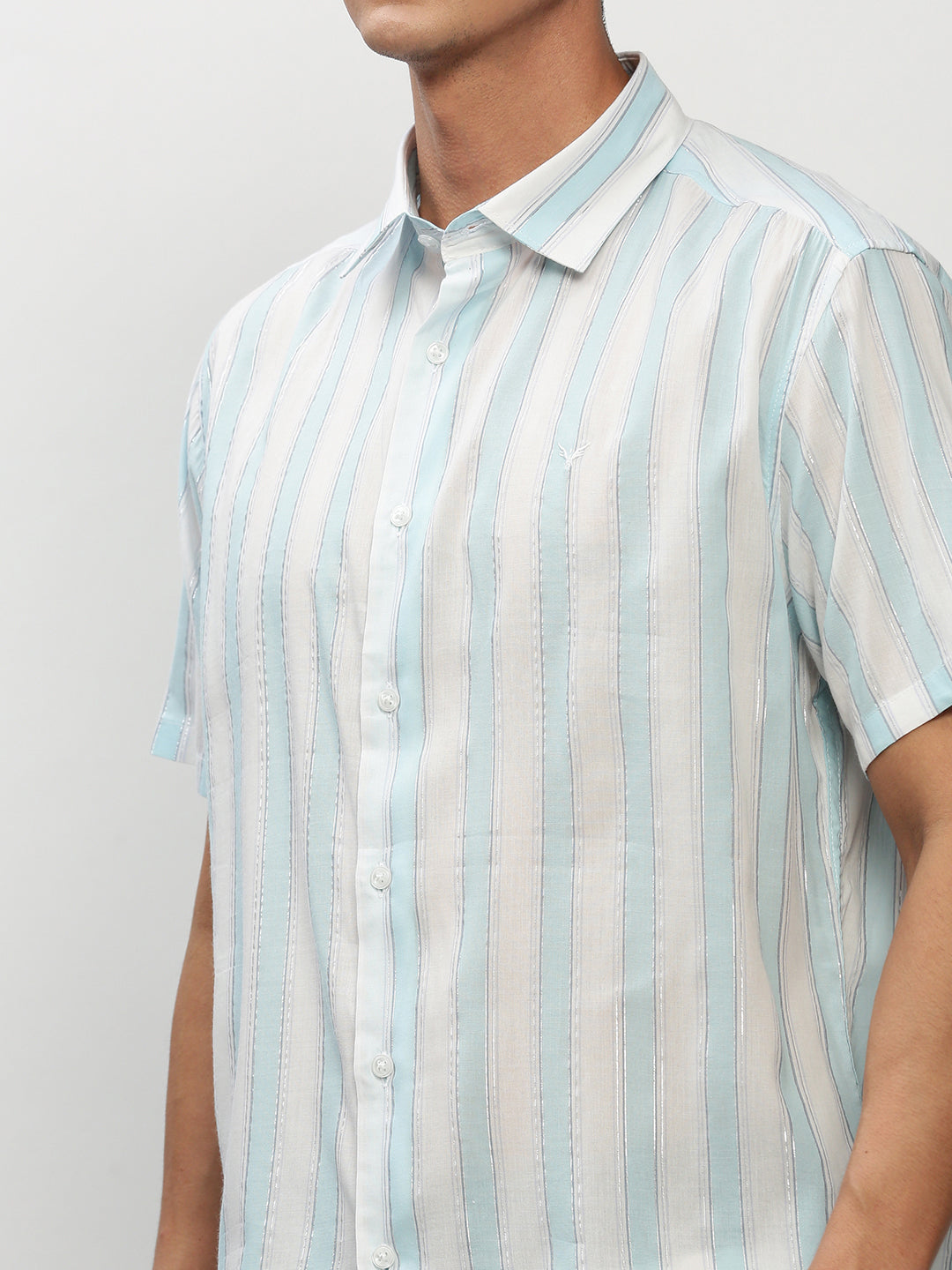 Men White Striped Casual Casual Shirts