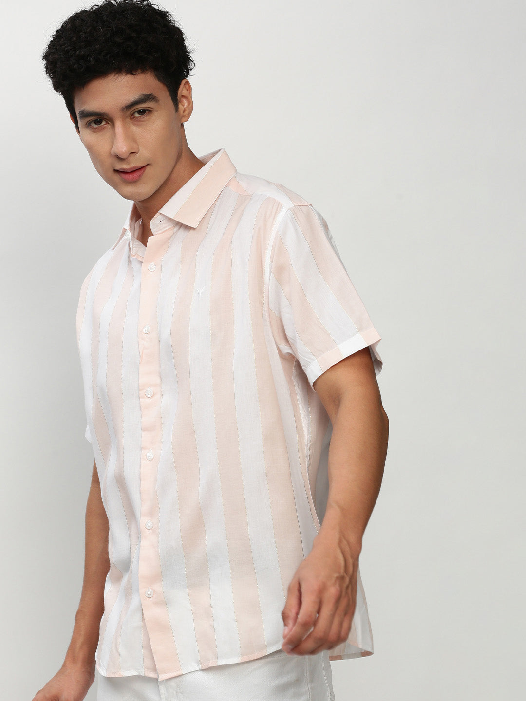 Men White Striped Casual Casual Shirts