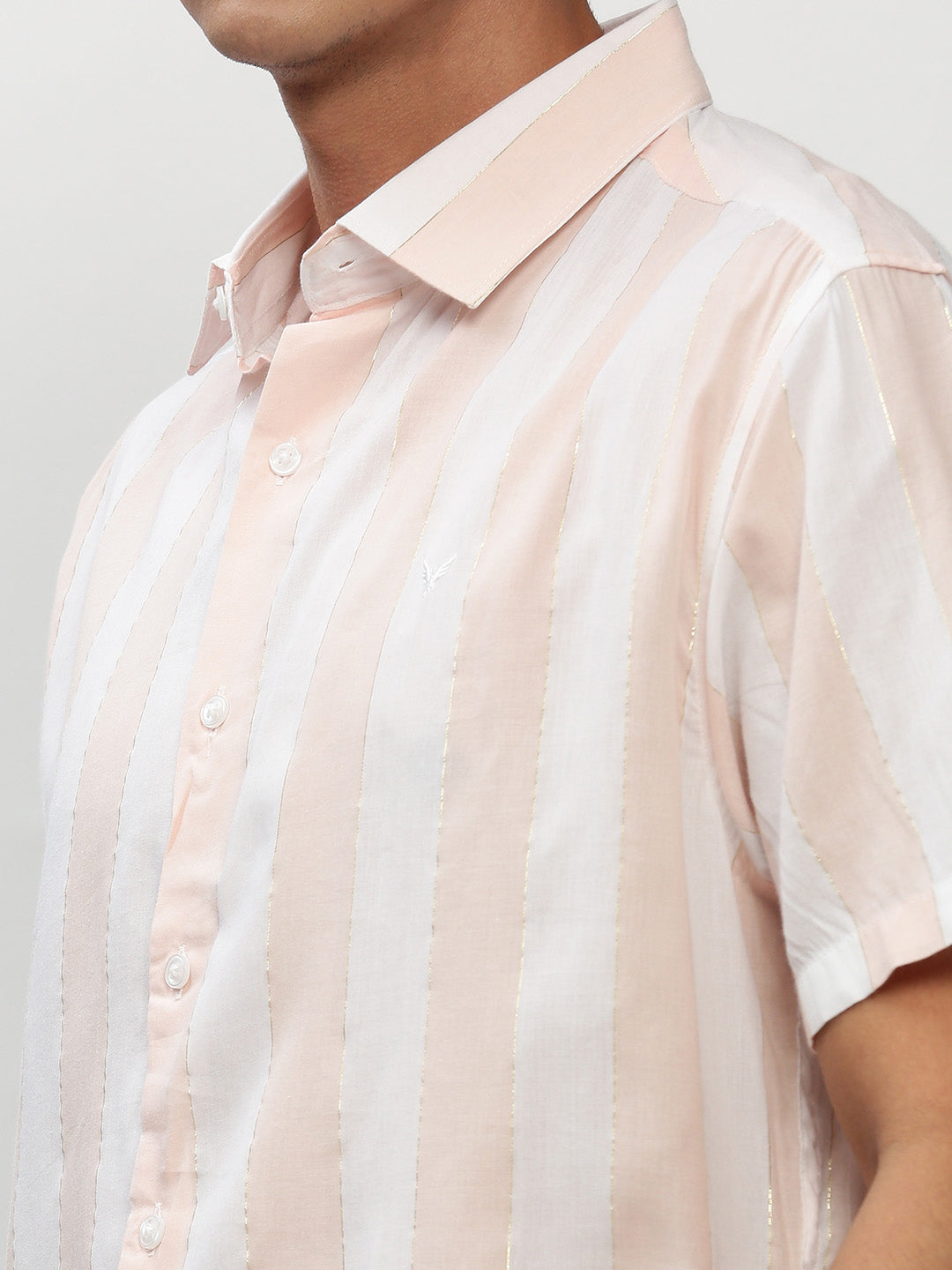 Men White Striped Casual Casual Shirts