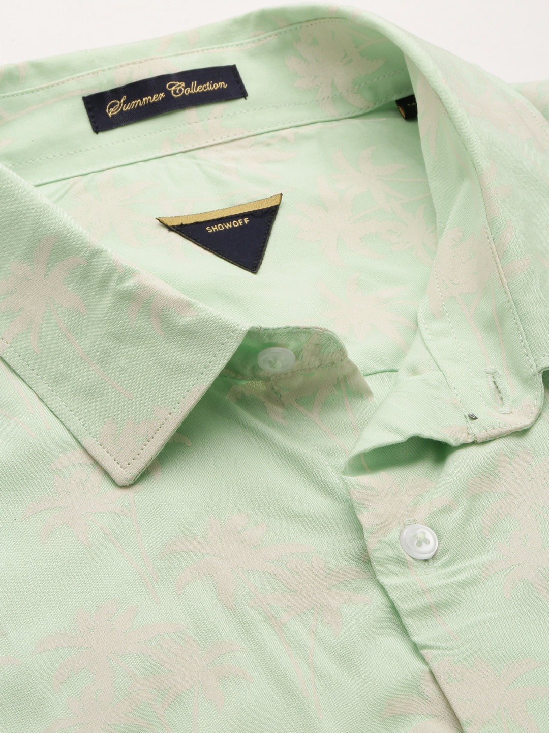 Men Green Floral Casual Casual Shirts