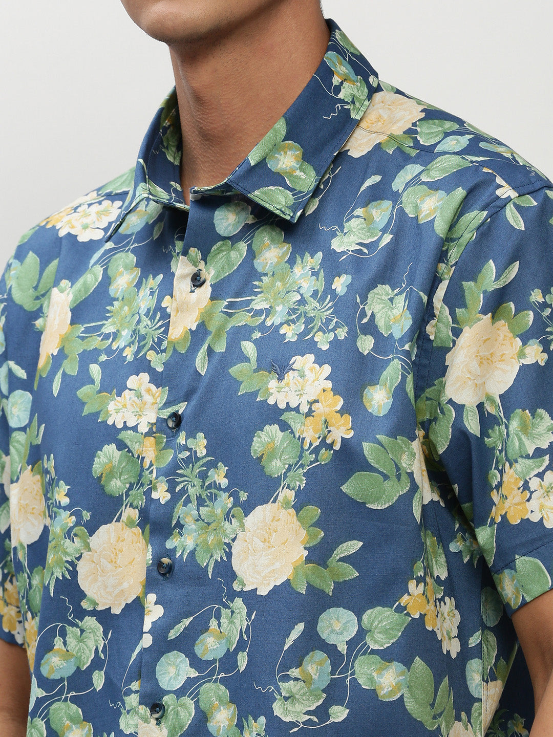 Men Blue Floral Casual Casual Shirts