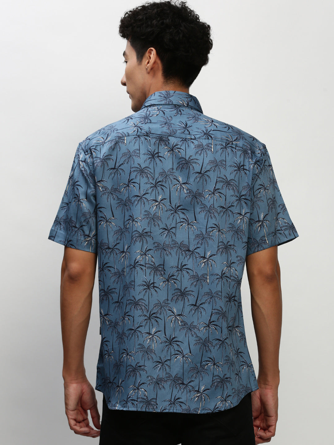 Men Blue Floral Casual Casual Shirts