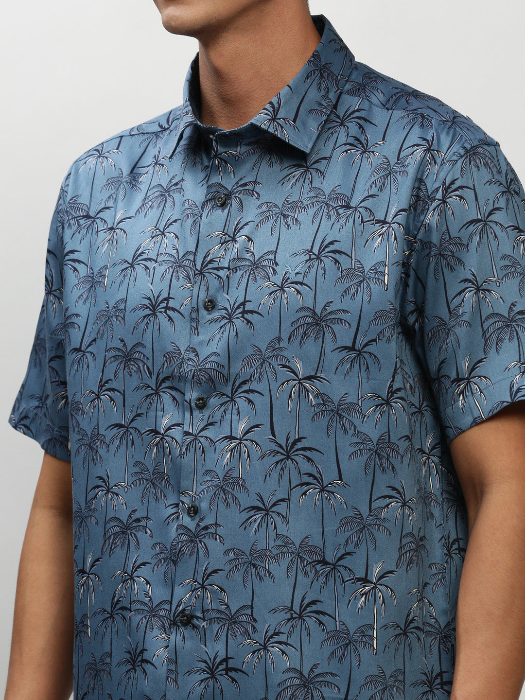 Men Blue Floral Casual Casual Shirts