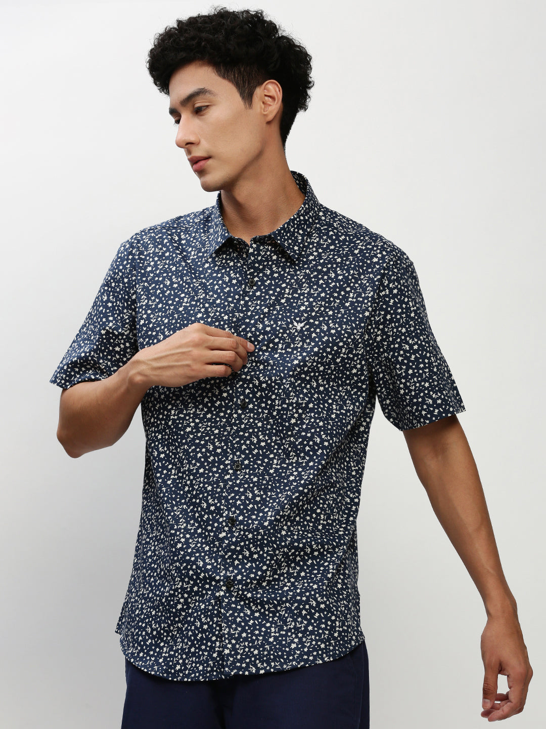 Men Navy Printed Casual Casual Shirts