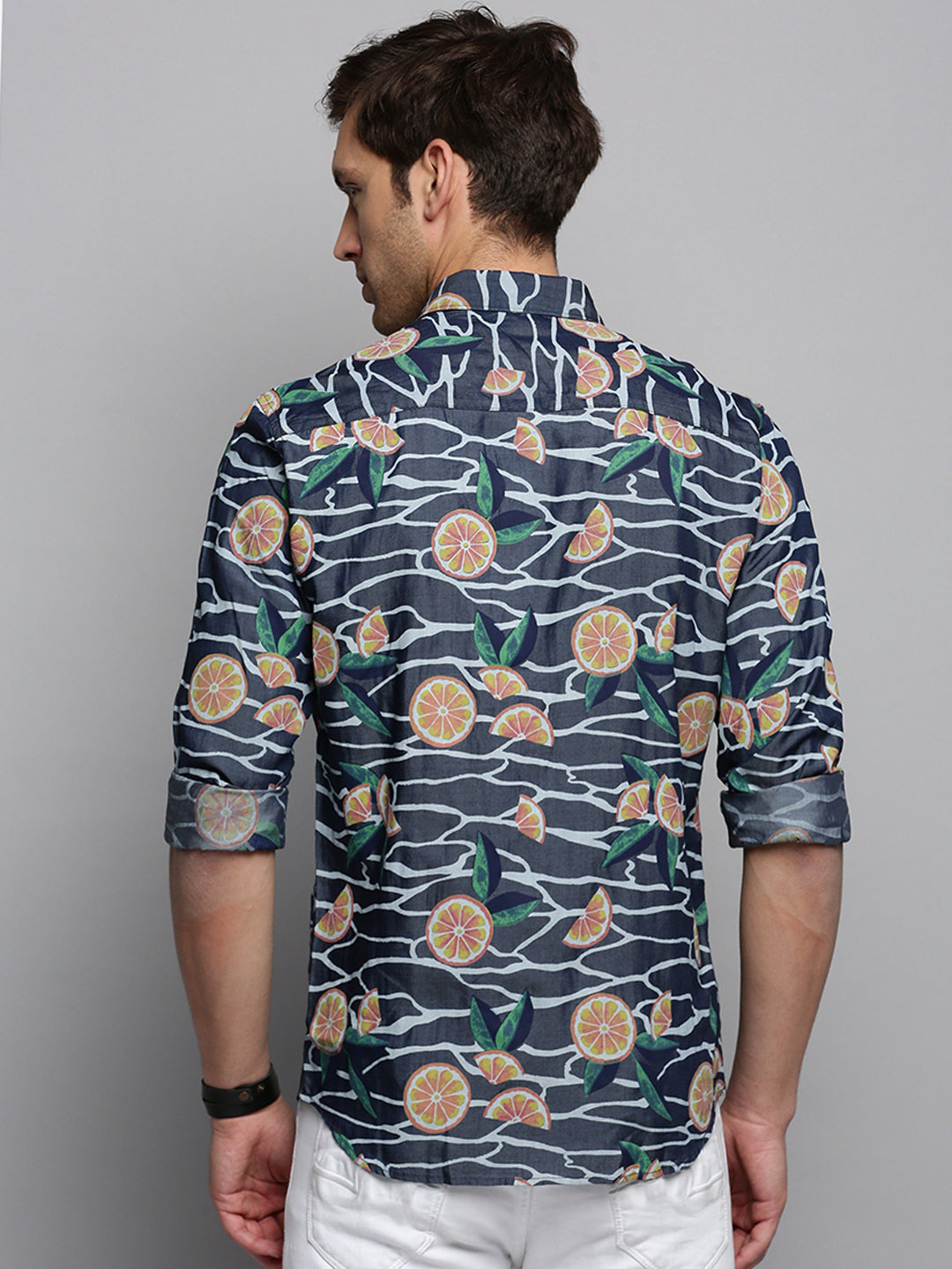 Men Navy Printed Casual Shirt