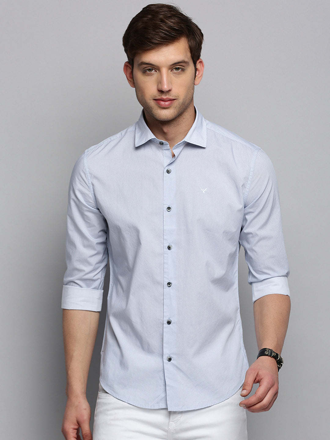 Men White Printed Casual Shirt